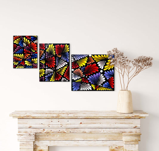 The Hidden Garden – Set of 3 Original Acrylic Paintings on Canvas