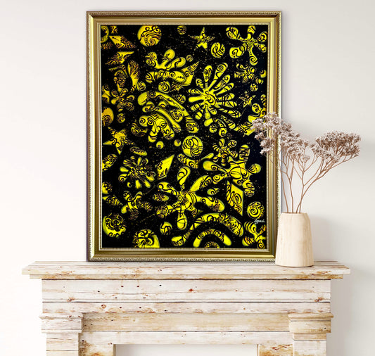 Original Acrylic Painting – Amoeba in Stars, Canvas 80x60