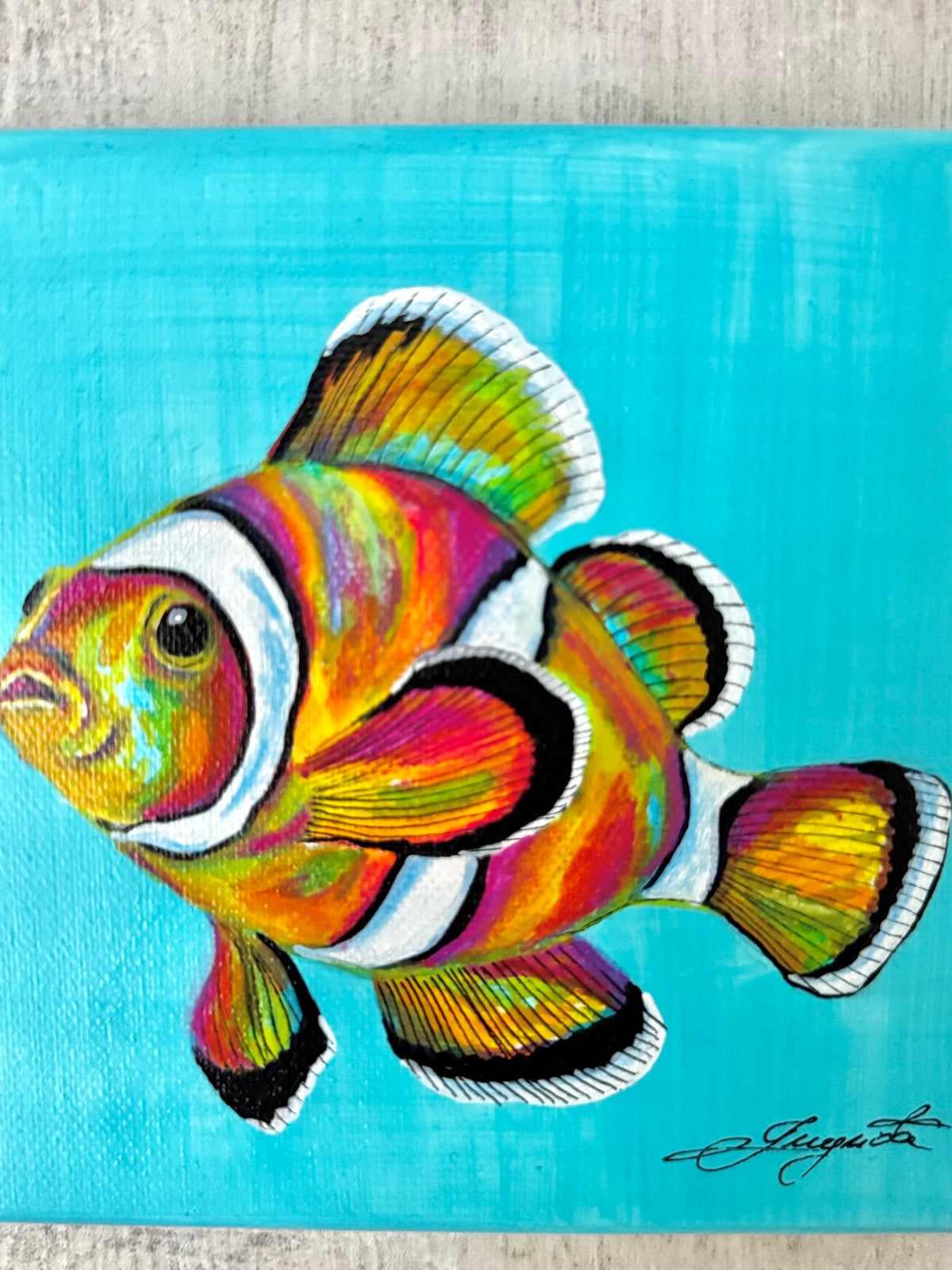 Original Acrylic Painting – Clownfish, Canvas, 15x15