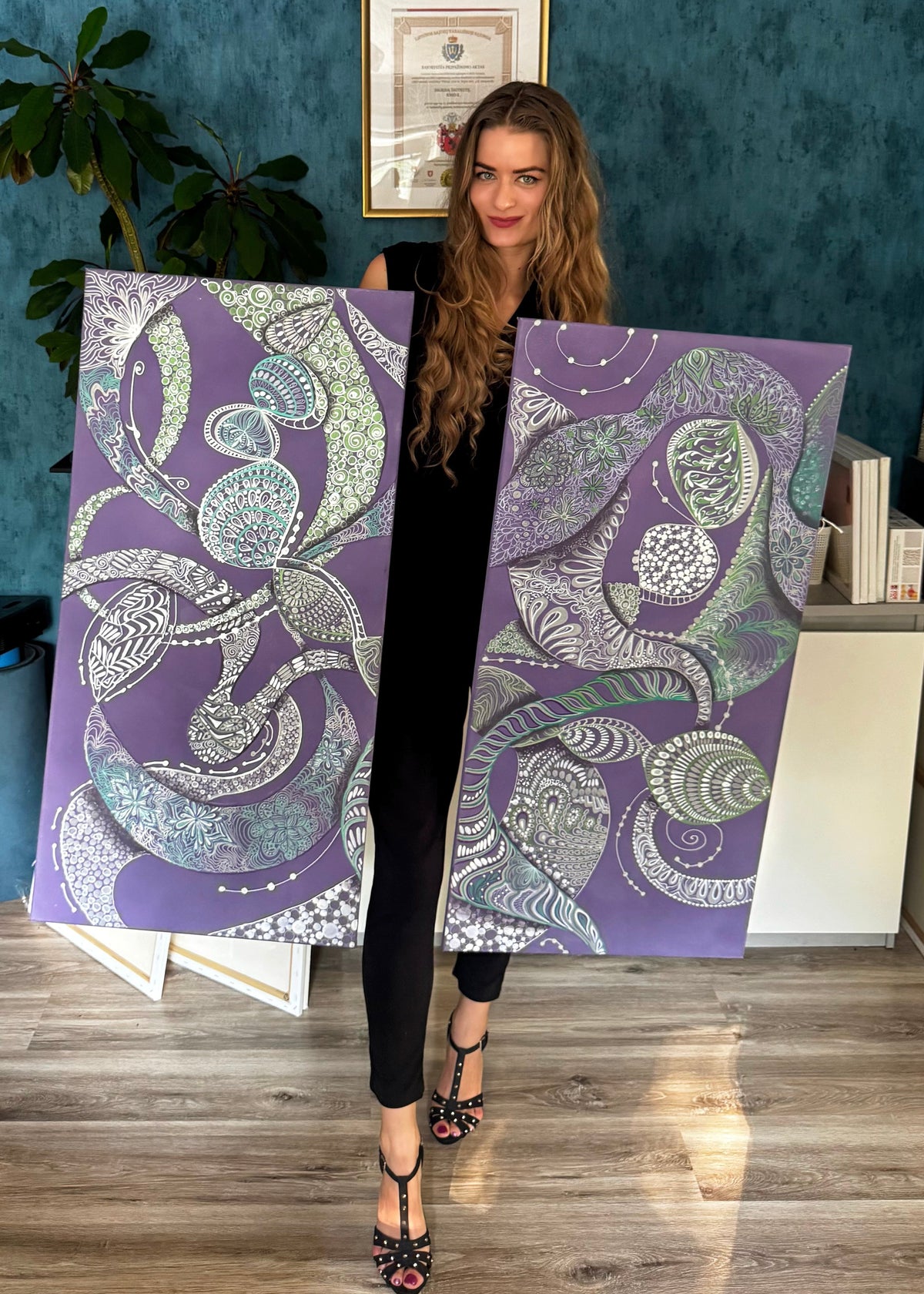 Original Acrylic Painting – A Dance with Time, Diptych 100x50 cm x2
