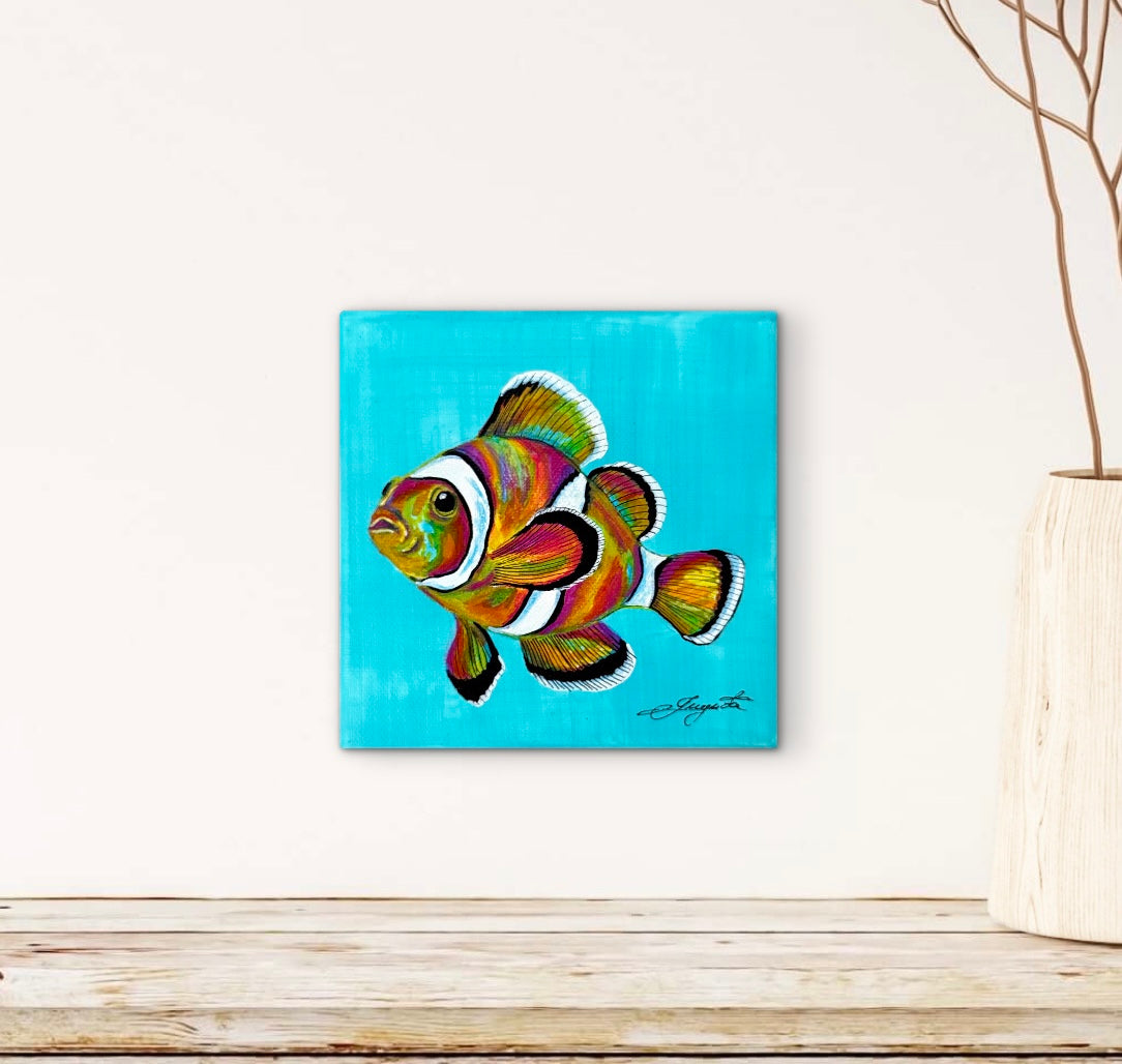 Original Acrylic Painting – Clownfish, Canvas, 15x15