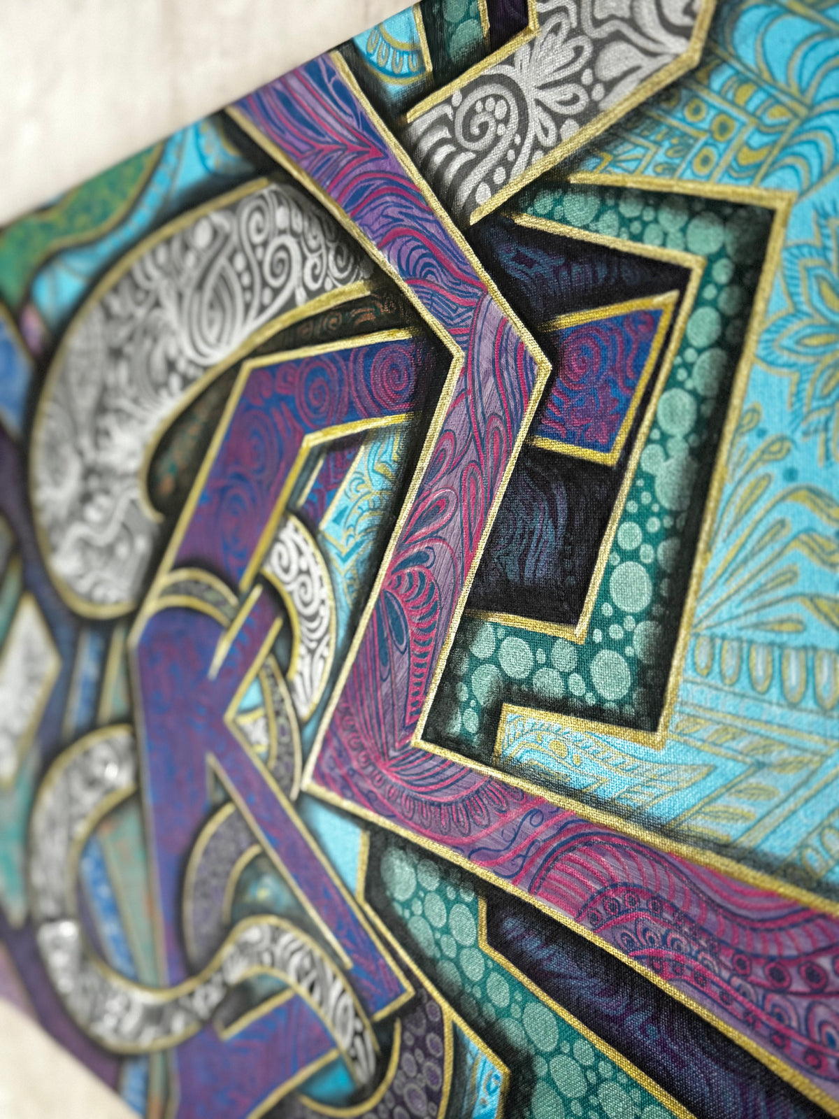 Original Acrylic Painting – Serpent's Maze, Canvas 100x50