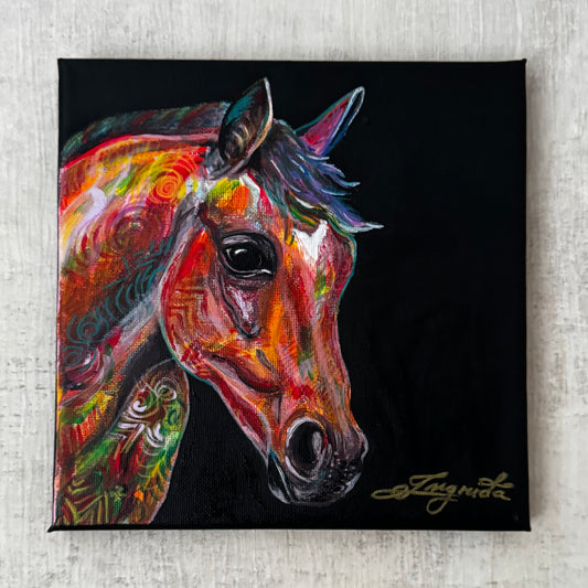 the-painted-horse-painting-by-ingrida-tautkute-artwork-acrylic-on-canvas-colorful-psychedelic-art-ingridaart-red